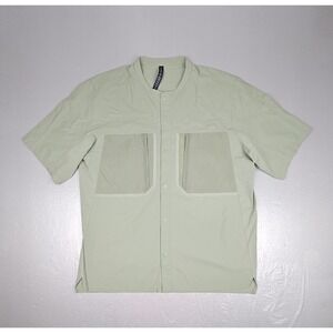Lululemon Water-Repellent‎ Snap Shirt Mens XL Laurel Green Short Sleeve Athletic
